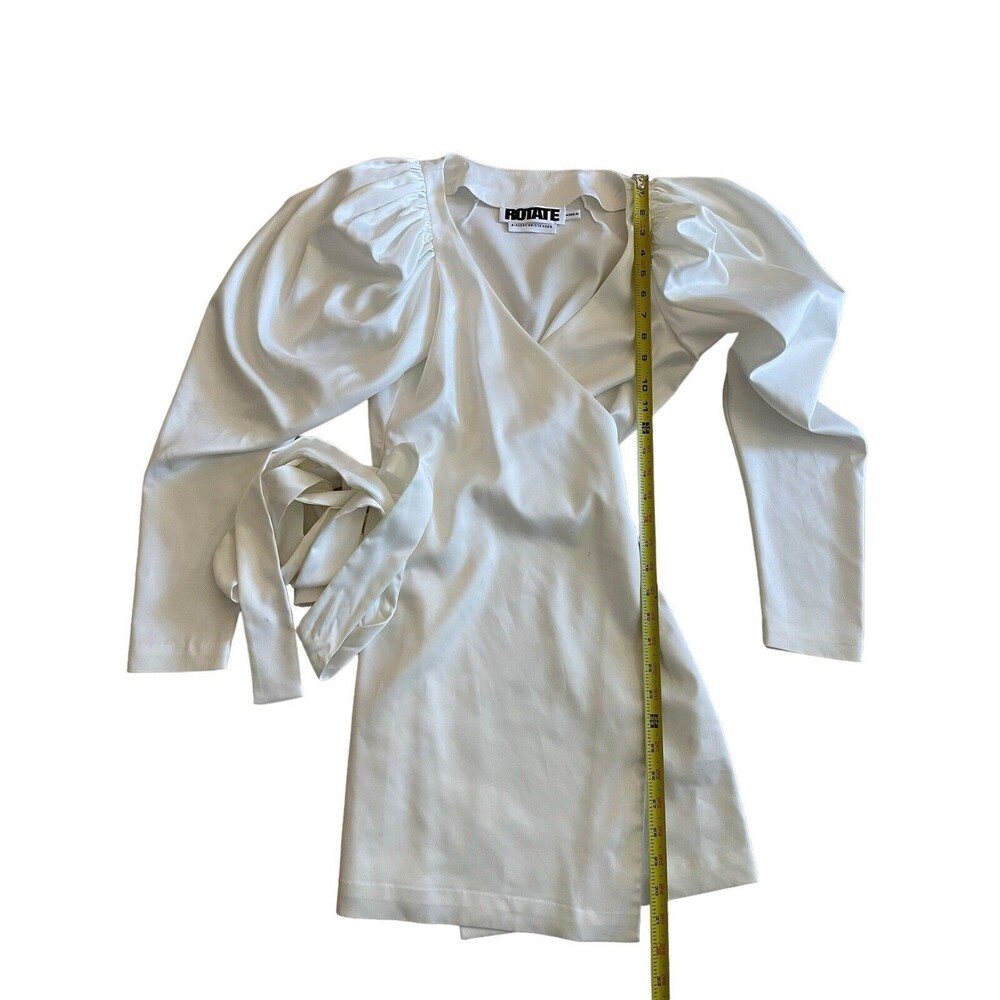 Rotate Birger Christensen Number 31 Bright White Satin Wrap Dress US 6 - Picture 7 of 10